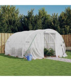 vidaXL Greenhouse with Steel Frame White 12 m² 4x3x2 m — Size: 4 x 3 x 2 m