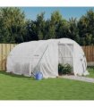 vidaXL Greenhouse with Steel Frame White 12 m² 4x3x2 m — Size: 4 x 3 x 2 m
