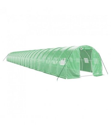 vidaXL Greenhouse with Steel Frame Green 72 m² 24x3x2 m — Size: 24 x 3 x 2 m