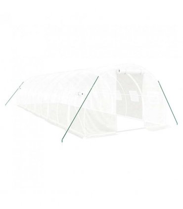 vidaXL Greenhouse with Steel Frame White 30 m² 10x3x2 m — Size: 10 x 3 x 2 m