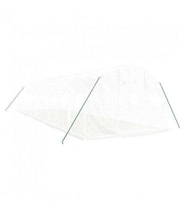 vidaXL Greenhouse with Steel Frame White 30 m² 10x3x2 m — Size: 10 x 3 x 2 m