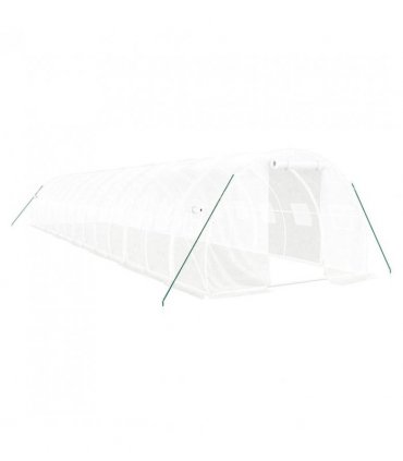vidaXL Greenhouse with Steel Frame White 42 m² 14x3x2 m — Size: 14 x 3 x 2 m