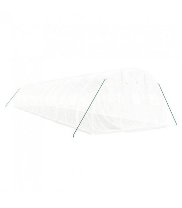 vidaXL Greenhouse with Steel Frame White 42 m² 14x3x2 m — Size: 14 x 3 x 2 m