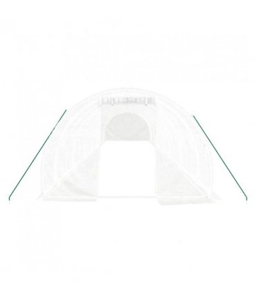 vidaXL Greenhouse with Steel Frame White 42 m² 14x3x2 m — Size: 14 x 3 x 2 m