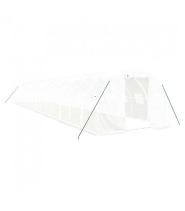 vidaXL Greenhouse with Steel Frame White 48 m² 16x3x2 m — Size: 16 x 3 x 2 m