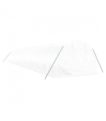 vidaXL Greenhouse with Steel Frame White 48 m² 16x3x2 m — Size: 16 x 3 x 2 m