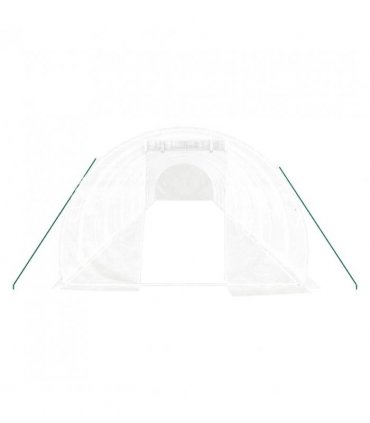 vidaXL Greenhouse with Steel Frame White 48 m² 16x3x2 m — Size: 16 x 3 x 2 m