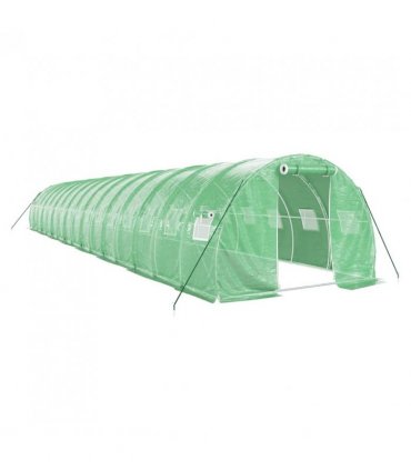 vidaXL Greenhouse with Steel Frame Green 48 m² 16x3x2 m — Size: 16 x 3 x 2 m