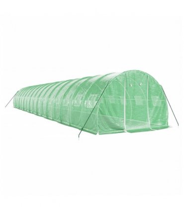 vidaXL Greenhouse with Steel Frame Green 48 m² 16x3x2 m — Size: 16 x 3 x 2 m