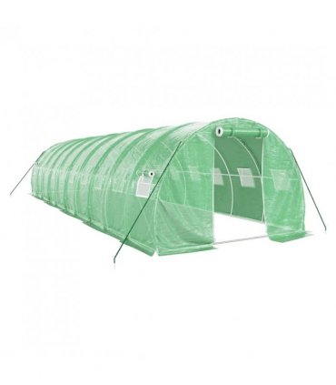 vidaXL Greenhouse with Steel Frame Green 30 m² 10x3x2 m — Size: 10 x 3 x 2 m