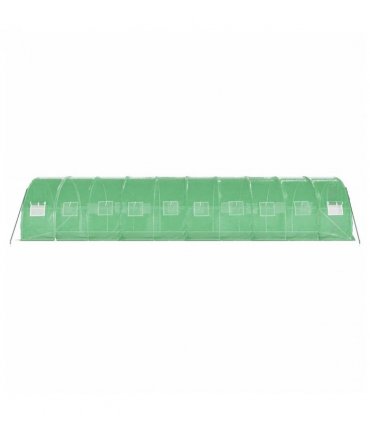 vidaXL Greenhouse with Steel Frame Green 30 m² 10x3x2 m — Size: 10 x 3 x 2 m