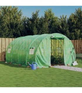 vidaXL Greenhouse with Steel Frame Green 12 m² 4x3x2 m — Size: 4 x 3 x 2 m
