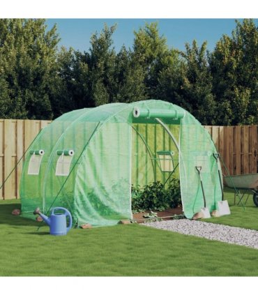 vidaXL Greenhouse with Steel Frame Green 6 m² 3x2x2 m — Size: 3 x 2 x 2 m