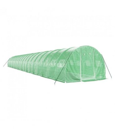 vidaXL Greenhouse with Steel Frame Green 60 m² 20x3x2 m — Size: 20 x 3 x 2 m