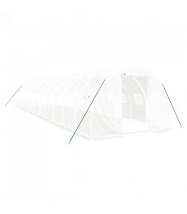 vidaXL Greenhouse with Steel Frame White 36 m² 12x3x2 m — Size: 12 x 3 x 2 m