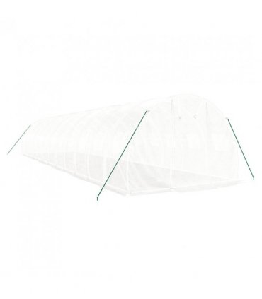 vidaXL Greenhouse with Steel Frame White 36 m² 12x3x2 m — Size: 12 x 3 x 2 m