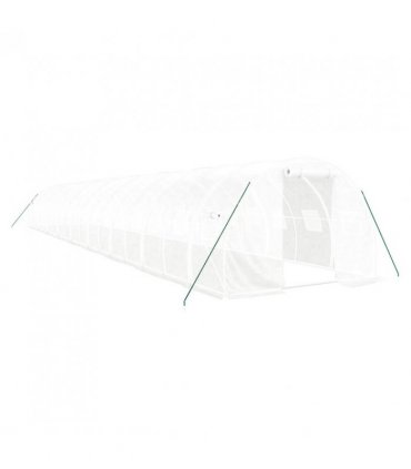vidaXL Greenhouse with Steel Frame White 54 m² 18x3x2 m — Size: 18 x 3 x 2 m