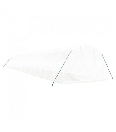 vidaXL Greenhouse with Steel Frame White 54 m² 18x3x2 m — Size: 18 x 3 x 2 m