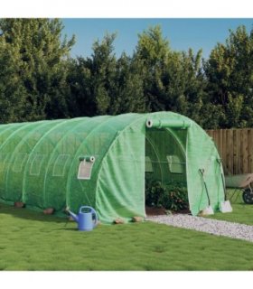 vidaXL Greenhouse with Steel Frame Green 36 m² 12x3x2 m — Size: 12 x 3 x 2 m