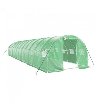 vidaXL Greenhouse with Steel Frame Green 36 m² 12x3x2 m — Size: 12 x 3 x 2 m