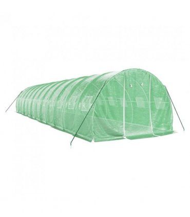 vidaXL Greenhouse with Steel Frame Green 36 m² 12x3x2 m — Size: 12 x 3 x 2 m