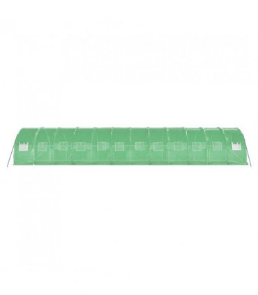 vidaXL Greenhouse with Steel Frame Green 36 m² 12x3x2 m — Size: 12 x 3 x 2 m