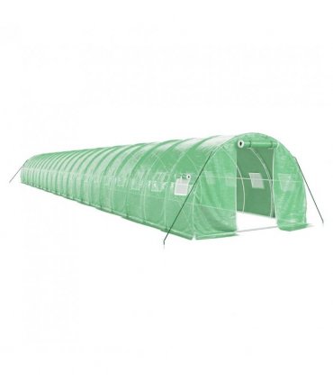 vidaXL Greenhouse with Steel Frame Green 66 m² 22x3x2 m — Size: 22 x 3 x 2 m