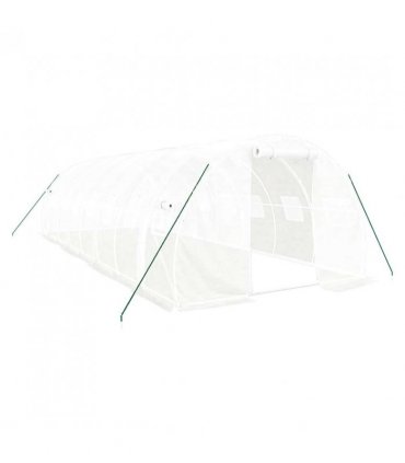 vidaXL Greenhouse with Steel Frame White 24 m² 8x3x2 m — Size: 8 x 3 x 2 m