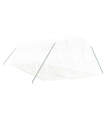 vidaXL Greenhouse with Steel Frame White 24 m² 8x3x2 m — Size: 8 x 3 x 2 m