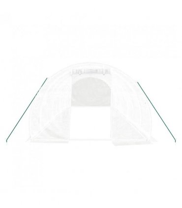 vidaXL Greenhouse with Steel Frame White 24 m² 8x3x2 m — Size: 8 x 3 x 2 m