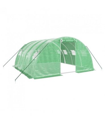 vidaXL Greenhouse with Steel Frame Green 16 m² 4x4x2 m — Size: 4 x 4 x 2 m