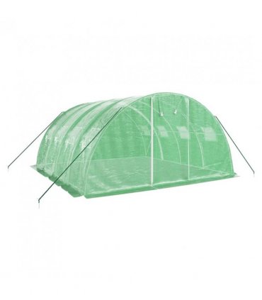 vidaXL Greenhouse with Steel Frame Green 16 m² 4x4x2 m — Size: 4 x 4 x 2 m