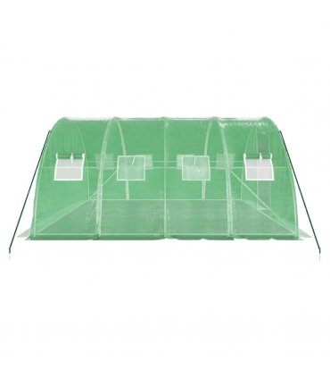 vidaXL Greenhouse with Steel Frame Green 16 m² 4x4x2 m — Size: 4 x 4 x 2 m