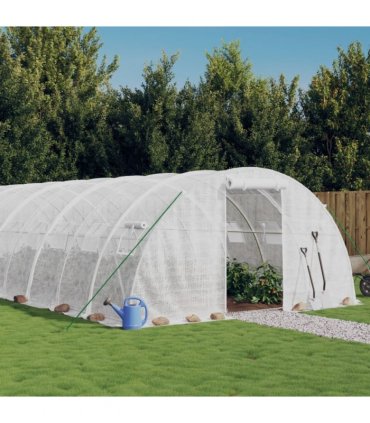 vidaXL Greenhouse with Steel Frame White 24 m² 6x4x2 m — Size: 6 x 4 x 2 m