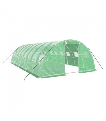 vidaXL Greenhouse with Steel Frame Green 32 m² 8x4x2 m — Size: 8 x 4 x 2 m