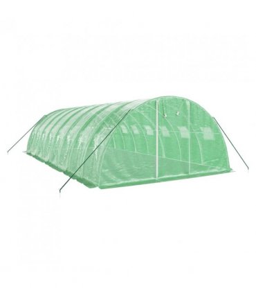 vidaXL Greenhouse with Steel Frame Green 32 m² 8x4x2 m — Size: 8 x 4 x 2 m