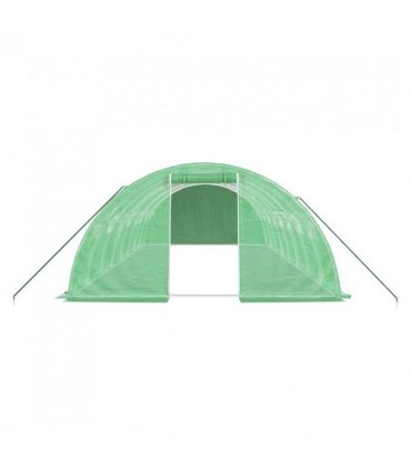 vidaXL Greenhouse with Steel Frame Green 32 m² 8x4x2 m — Size: 8 x 4 x 2 m