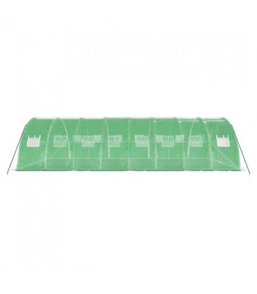 vidaXL Greenhouse with Steel Frame Green 32 m² 8x4x2 m — Size: 8 x 4 x 2 m