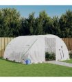 vidaXL Greenhouse with Steel Frame White 16 m² 4x4x2 m — Size: 4 x 4 x 2 m