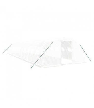 vidaXL Greenhouse with Steel Frame White 56 m² 14x4x2 m — Size: 14 x 4 x 2 m
