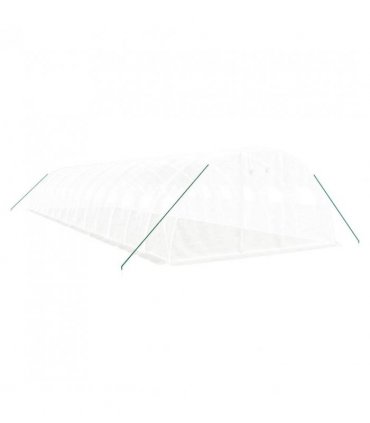 vidaXL Greenhouse with Steel Frame White 56 m² 14x4x2 m — Size: 14 x 4 x 2 m