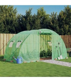 vidaXL Greenhouse with Steel Frame Green 8 m² 4x2x2 m — Size: 4 x 2 x 2 m — V0671965562