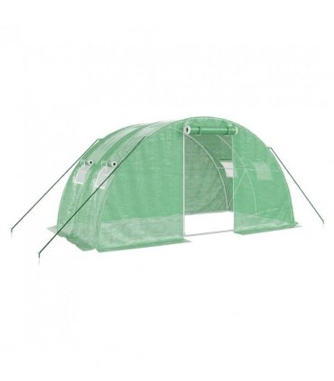 vidaXL Greenhouse with Steel Frame Green 8 m² 4x2x2 m — Size: 4 x 2 x 2 m — V0671965562