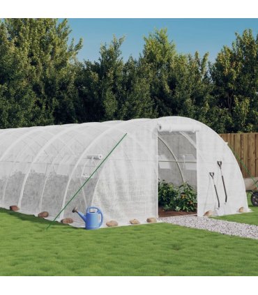 vidaXL Greenhouse with Steel Frame White 40 m² 10x4x2 m — Size: 10 x 4 x 2 m