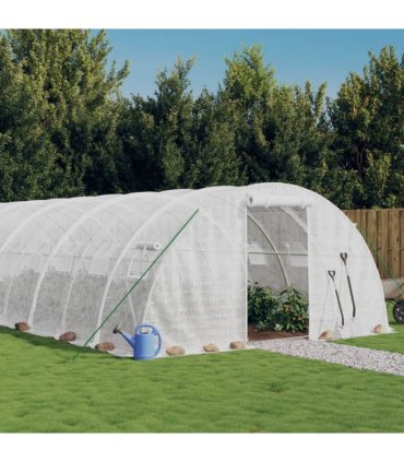 vidaXL Greenhouse with Steel Frame White 48 m² 12x4x2 m — Size: 12 x 4 x 2 m