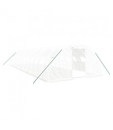 vidaXL Greenhouse with Steel Frame White 48 m² 12x4x2 m — Size: 12 x 4 x 2 m