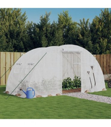 vidaXL Greenhouse with Steel Frame White 8 m² 4x2x2 m — Size: 4 x 2 x 2 m — V0671965569