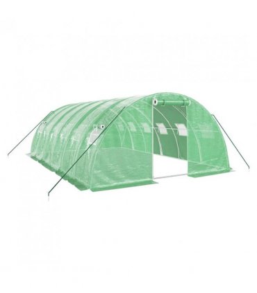vidaXL Greenhouse with Steel Frame Green 24 m² 6x4x2 m — Size: 6 x 4 x 2 m