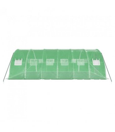 vidaXL Greenhouse with Steel Frame Green 24 m² 6x4x2 m — Size: 6 x 4 x 2 m