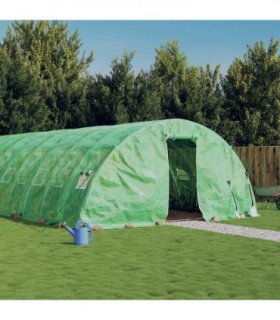 vidaXL Greenhouse with Steel Frame Green 60 m² 12x5x2.3 m — Size: 12 x 5 x 2.3 m